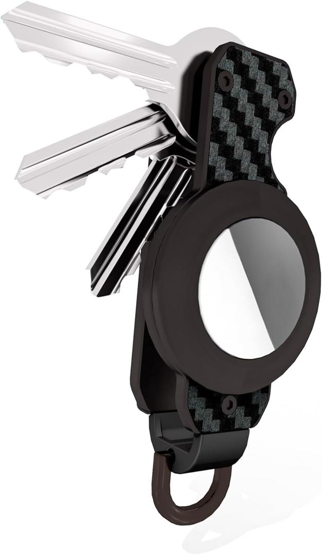 Metalic Key Organizer keychain for AirTag, Aluminum Carbon Fiber AirTag Key Organizer for Apple AirTag. [Without AirTag]