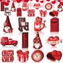 Spiareal 36 Pcs Valentines Day Wooden Ornaments Red Valentines Decorations for Tree Gnomes Hanging Holiday Wood Cutouts Valentine's Ornaments for Christmas Tree Craft Home Indoor Party Decor