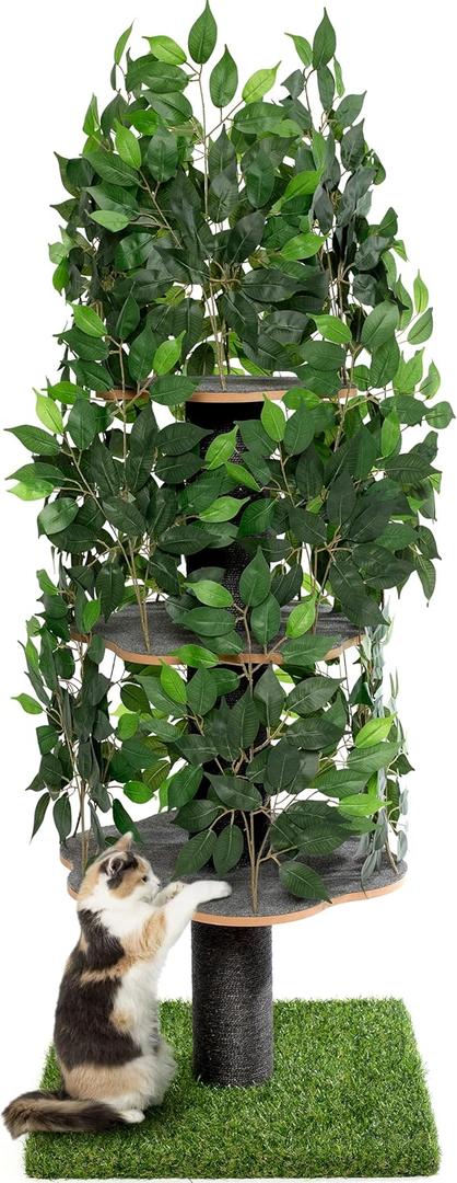 Cat Tree Scratching Post for Climbing, Hiding and Sleeping - Cat Tower for Indoor Cats with Interchangeable Leaves - Multilevel, Easy to Assemble - Pet-Safe Materials, Durable and Sturdy Construction