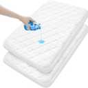 Pack and Play Mattress Pad Sheets Cover Waterproof 2 Pack, Soft Quilted Fit Graco Pack and Play Crib Baby Portable Mini Cribs and Foldable Mattresses Protector 27" X 39"