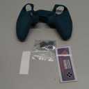 PlayVital Silicone Skin Set for PS5 Controller - Charging Dock Compatible, Full Protection Case with Futuristic CyberMech Design, Soft Cover with Thumb Grips & Stickers - Racing Green