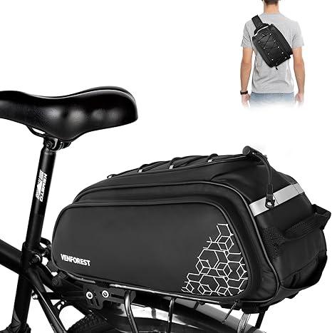 Bike Rear Rack Bag,20L PVC Waterproof Bike Trunk Bag for Road and Mountain Bikes, Multifunctional Bicycle Rear Seat Bag with Rain Cover Bike Saddle Bag for Cycling Trip (Black)