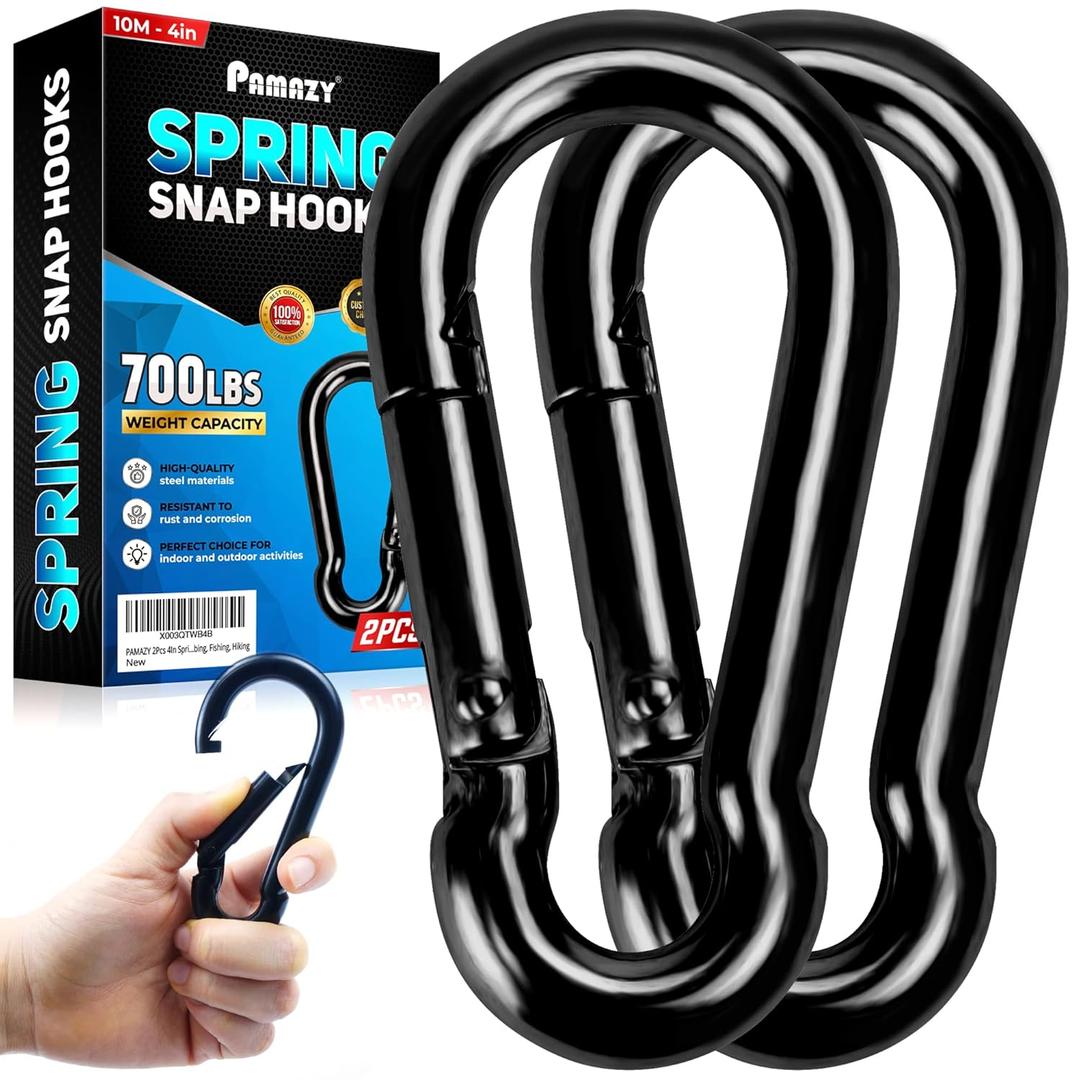 2Pcs 4In Spring Snap Hooks 700LBS Capacity, Carabiner Clip, Heavy Duty Rope Connector, Quick Link Carabiners Spring Snap Hooks for Indoor & Outdoor Activity, Camping, Climbing, Fishing, Hiking
