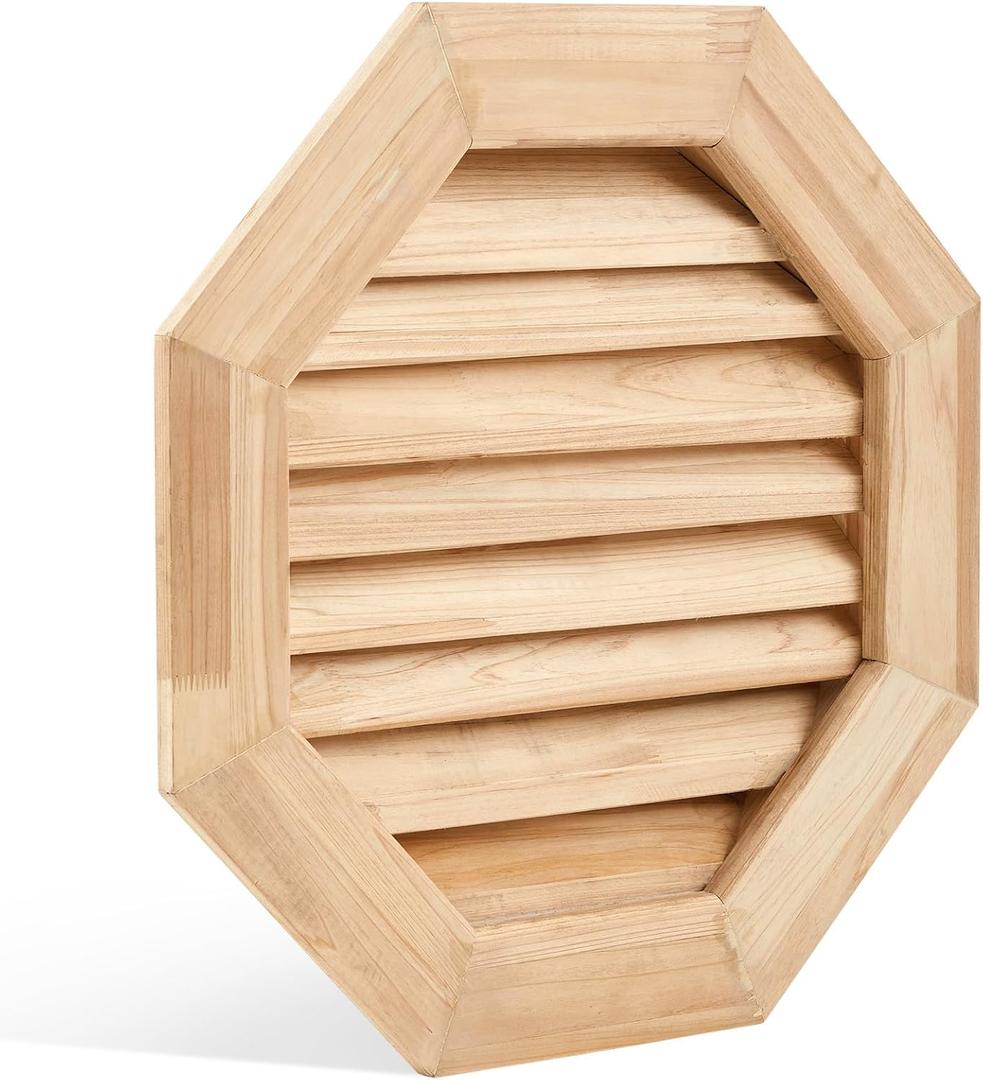 Maitys 25" W x 25" H Wood Gable Vents for House, Octagon Gable Vents Shed for Attics Garages Sheds Ventilation Exterior, Rough Opening: 20" W x 20" H