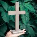 Texphw Handmade Wooden Wall Cross, Catholic Hanging Crosses for Wall Decor, Christians Spiritual Religious Cross Gifts for Christmas Church Home Room Decoration (Grey)