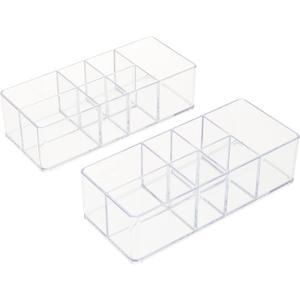iDesign Divided Bathroom Vanity Organizer, 7.5" x 5.5 x 3.75, Set of 2Clear