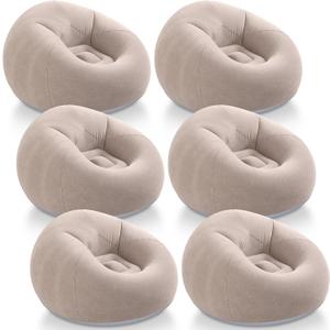Realspring Inflatable Bean Bag Chairs Outdoor Blow up Camping Chairs Inflatable Lazy Sofa Folding Portable Bean Bag Loungers Couch for Movie Night(Coffee,6 Pcs), 38.5 x 21.6 x 11 inches