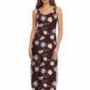 Women's Summer Midi Dress 2025 Sleeveless Floral Print Split Casual Bodycon Long Beach Sundress Travel Vacation Outfits (XXXL)