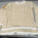 Rapbin Sweaters for Women Long Sleeve Crew Neck Ribbed Knit Pullover Tops Loose Casual Basic Winter Outfits (Small, A_apricot White Stripe)