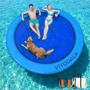 Inflatable Water Hammock Round Floating Ring, Sunchill Float Ring for Lake & Pool, Heavy Duty Floating Hammock for Adults, Float Island Platform for Outdoor