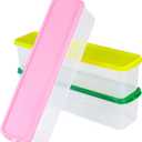 3Pcs Pasta Storage Container with Lid Ice Cream Container Airtight Plastic Spaghetti Food Storage Box for Refrigerator, Kitchen Pantry, 11.6" X 2.8" X 3" 