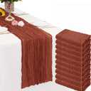 10 Pack Terracotta Cheesecloth Table Runner Gauze Rustic Sheer 35 x 70 inch Terracotta Cheese Cloth Table Runners for Wedding Party Bridal Shower Decor