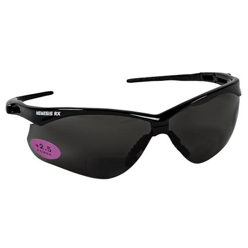 KleenGuard V60 Nemesis Vision Correction Safety Sunglasses (22519), Smoke Readers with +2.5 Diopters, Black Frame, 1 Pair