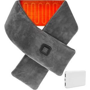 Neck Heating Pad Cordless, Rechargeable Heated Scarf with 5000mAh Power Bank, Portable Neck Warmer with 3 Heating Levels, Heating Pad for Neck Pain Relief and Stiffness, Christmas Gift, Grey