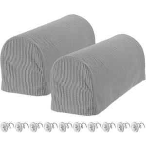 Stretch Armrest Covers Armchair Anti-Slip for Chairs Sofas Couch Arm Covers Recliner Sofa 1 Set w/Twist Pins(Light Gray) (Grey)