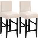 YISUN Waterproof Bar Stool Covers, Pu Leather Counter Chair Cover Removable Washable Barstool Slipcovers, Stretch Pub Tall Chair Covers with Backs (2 Pack, Pale Beige)