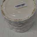U-QE 100 PCS Ivory Plastic Plates with Gold Rim - Gold Plastic Plates for Party - Heavy Duty Disposable Use Including 50 10 '' & 50 7.5 ''