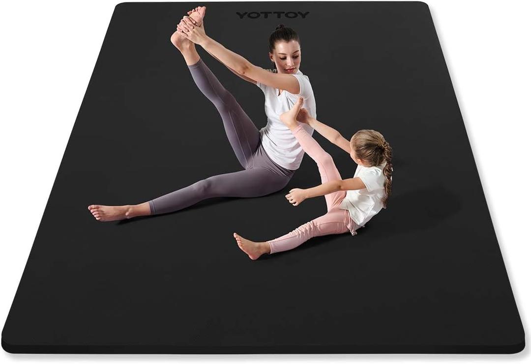 YOTTOY Large Yoga Mat (75 * 52 * 1/2inch),Extra Wide TPE Exercise Mat,Non-Slip Workout Mat for Pilates, Fitness, Barefoot, Home Gym Studio with Strap and Towel
