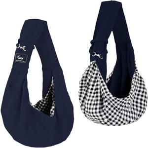 CUBY Dog and Cat Sling Carrier - Hands Free Reversible Pet Papoose Bag - Soft Pouch and Tote Design - Suitable for Puppy, Small Dogs Cats Outdoor (Classic Blue)