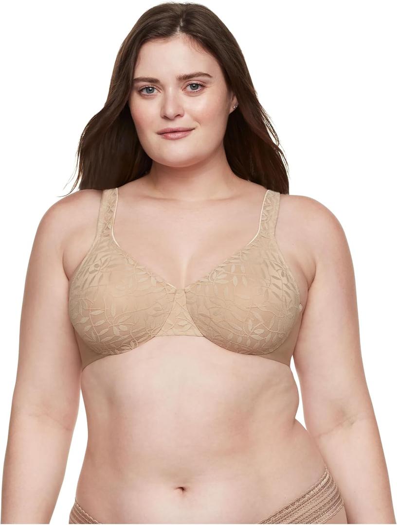 Olga Women's Sheer Leaves Minimizer Bra (Beige), Size 38D