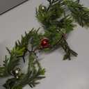 MINDELF 6 FT Artificial Christmas Garland, Faux Gold Spruce Garland with 20 LED Lights, Red Gold Ball Ornaments and Stars, Lighted with Timer, Perfect for Christmas Indoor Outdoor Decoration