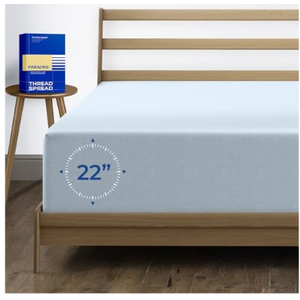 1000 Thread Count 100% Cotton Fitted Sheet, Light Blue California King 22" Fitted Sheet, Long - Staple Combed Pure Natural Cotton Sheet, Soft & Silky Sateen Weave