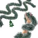 100Ft Christmas Garland - Xmas Tree Decorations, Christmas Tinsel Decorations for Indoor&Outdoor Home Decor, Christmas Metallic Twist Garland Ceiling Hanging Decorations for New Year(Green)