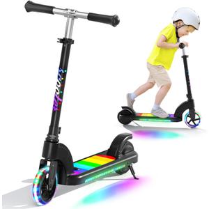 ANHAO Electric Scooter for Kids Ages 6-12 (Mainly 6-10), Kids Electric Scooter with Adjustable Height, Kick Scooter for Kids up to 110 Lbs, up to 6Mph (Black)