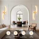 VOLISUN Battery Operated Wall Sconces Set of Two, 39.4 inch Wireless Wall Sconces, 3000K-6500K Dimmable Wall Lamps with Remote, Rechargeable Gold Wall Lights for Living Room, Hallway, Bedroom