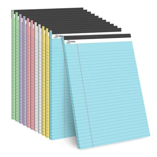 Dynta 12 Pack Legal Pads, 540 Sheets Wide Ruled Lined Writing Note Pads, 8.5 x 11.75 Inch, 45 Sheets Per Notepad, Colored Paper