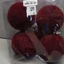 4Pcs Extra Large Velvet Christmas Ball Ornaments 6" Burgundy Flocked Ornaments Set for Christmas Tree with 10Pcs Velvet Bows Shatterproof Xmas Hanging Decorations for Home Office Holiday Décor