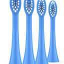 ORDO Replacement Sonic Toothbrush Heads with Pulse Technology for Teeth Cleaning, Plaque Removal, Silicone Polishing, Deep Clean Bristles, Adults, Pack of 4, Arctic Blue