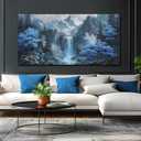 MXUNYZ Blue Tree Forest Waterfall Pictures for Living Room, 58"L x 29"W