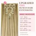 GOO GOO Clip in Hair Extensions Real Human Hair, Remy Human Hair Extensions Clip ins for Women, Natural Human Hair, 18inch 150g 9Pcs, 16/22 Light Blonde Highlighted Golden Blonde
