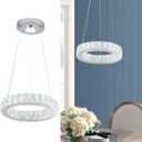 11.8" Crystal Chandelier LED Round Flush Mount Ceiling Light Fixture Modern Hanging Pendant Lighting Mini Ring Chandeliers for Dining Room Kitchen Island Hallway Bathroom (Cool White)