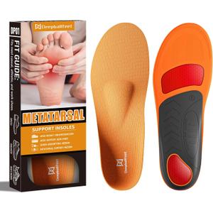 Arch Support Insoles with Metatarsal Pads, Orthotic Inserts for Metatarsalgia, Morton's Neuroma, Plantar Fasciitis, Ball of Foot Pain Relief, Man Women Insole for Standing All Day-C