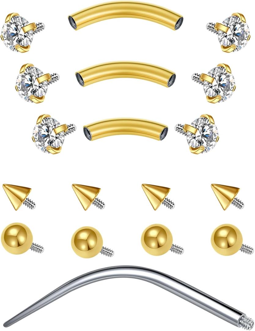 D.Bella 16G Eyebrow Piercing Jewelry Daith Rook Earrings Stianless Steel Internal Thread Curved Barbell Vertical Labret Lip Belly Ring Snug Tragus Piercing 8mm/10mm/12mm