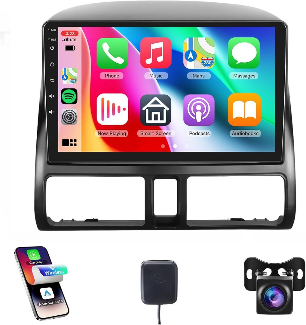 2G+64G Android 13 Car Radio for Honda CRV 2002-2006, Rimoody Car Stereo Wireless Carplay Android auto GPS WiFi 9'' Touchscreen Mirror Link HiFi Bluetooth FM/RDS Radio + Rear Camera