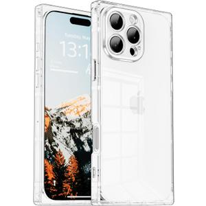 Rectangle Case Compatible for iPhone 12 Pro, Full Camera Protection & Reinforced Corners TPU Cushion Clear Cover, Shockproof Silicone Phone Case for Women Girls (iPhone 12 Pro, Clear)