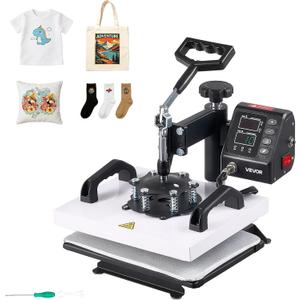 VEVOR Heat Press Machine 12 x 10 in Sublimation Press Machine Swing Away, Heat Up Fast and Even, Digital Precise Time and Temperature Control, for T-Shirts, Canvas Tote Bag, Pillowcases, Socks