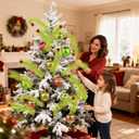 Artmag 16 Pcs Christmas Tree Topper, 17 Inch Red Green Artificial Green Stems Tree Picks Ornaments with Red Ball for Christmas Holiday Fireplace Wreath Decorations