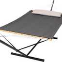 SUNCREAT Hammocks for Outside with Stand, Extra Large Double Hammocks 2 Person Heavy Duty, 450 lbs Capacity, Dark Gray