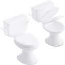 2 Pieces Mini Toilet Seat Toy Doll House Furniture Miniature Classic Bathroom Baby Toilet Toy Tiny Cake Topper Bathroom Furniture Dollhouse Accessories (White)