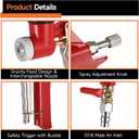 Pneumatic Texture Sprayer Hopper, 0.8 Gal, 3 Nozzles, Bent Tube for Walls | 4/6/8mm nozzles for various coatings; 50-70 PSI, G1/4 inlet; includes brushes; for stucco, plaster, ceilings, renovation