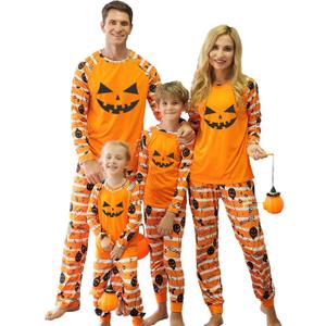 Family Matching Halloween Pajamas Set, Halloween Pumpkin Print PJs Sets 2 Pieces Loungewear Sleepwear Adult (X-Large)