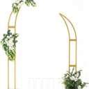 Vincidern 2pcs Curved Wedding Arch Backdrop Stand, Moon Arch Backdrop Stand for Wedding, Engagement, Bridal Shower, Birthday Party Decorations, Indoor & Outdoor Use (Gold,5.9ft,6.9ft)