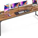 Huuger Computer Desk, 80 Inch Office Desk, Gaming Desk with Storage, Writing Desk Work Desk for Home Office, Study, Long Simple Desk, Large Legroom, Metal Frame, Rustic Brown