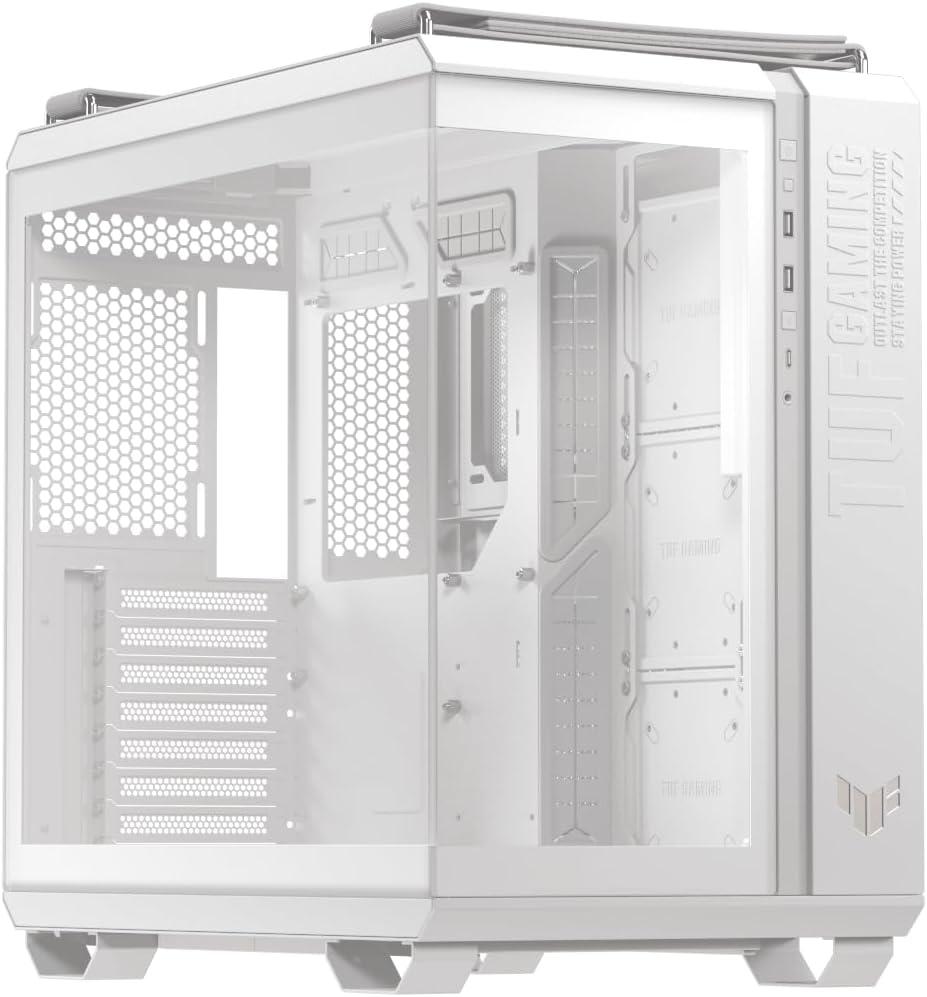ASUS TUF Gaming GT502 Horizon White ATX Mid-Tower Gaming Case (Boundless Panoramic Design, Dual-Chamber, Independent CPU and GPU Cooling Zones, Tool-Free Side Panels, USB 10 Gbps Type-C Front Panel)