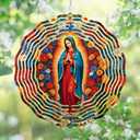 FLAGWIX Christian Gifts for Women Faith - Virgen de Guadalupe 3D Stainless Steel Metal Wind Spinners 12 in - Our Lady of Guadalupe Wind Spinner Outdoor, Religious Gifts for Mom Grandma (Vibrant Colors - Mother Mary)