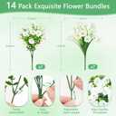Yastouay Artificial Flowers for Outdoors, 14 Bundles Fake Outdoor Flowers, UV Resistant Artificial Plants & Flowers for Decoration, White Realistic Morning Glory for Outdoor Porch Garden Decoration